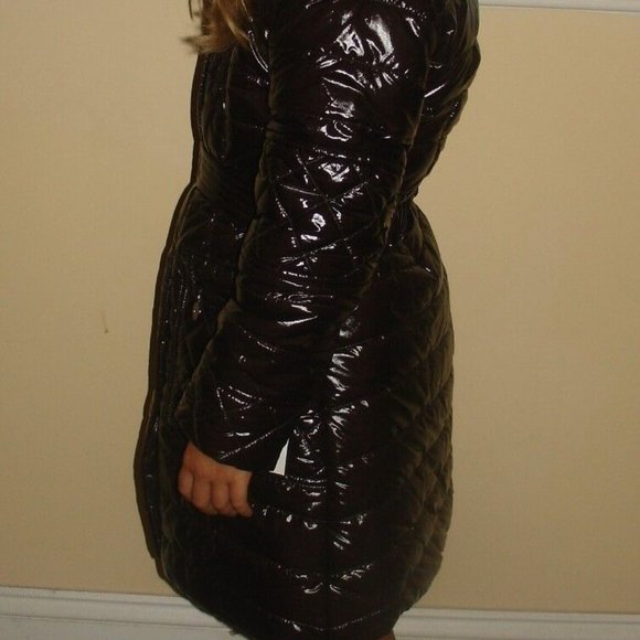 NWT ELSYGIRL RemovableFurHoodPufferShinyJacketCoatParkaBrownItalianDesig… - Picture 7 of 12